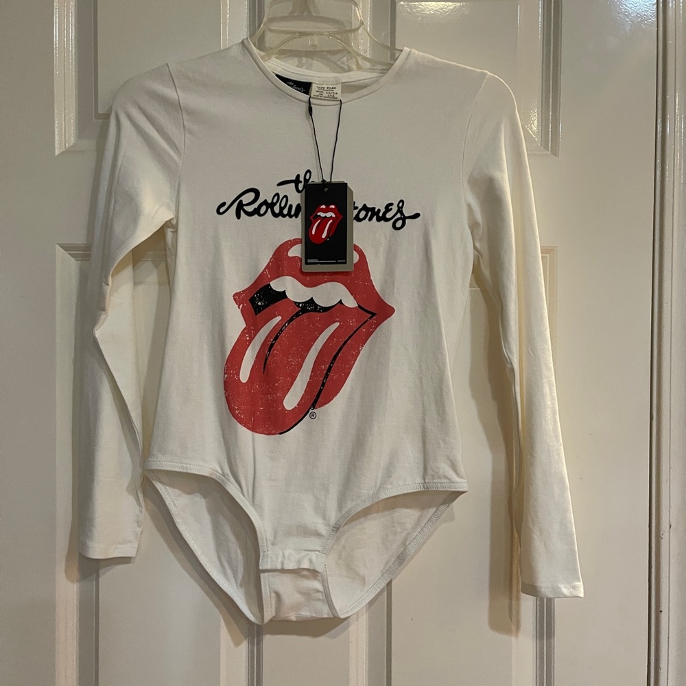 NEW ZARA Rolling Stone Long Sleeve Bodysuit Top Small XS Equivalent Girls XL 13